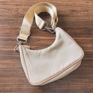 Urban Outfitters Lita Zippered Adjustable Crossbody Bag in Neutral Cream Beige